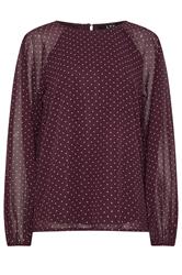 LTS Tall Red Polka Dot Long Sleeve Blouse