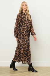 LTS Tall Brown Marble Sheer Tiered Dress | Long Tall Sally 2