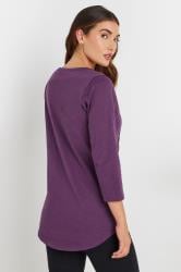 LTS Tall Dark Purple Cotton Henley Top | Long Tall Sally 2
