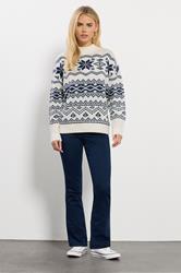 M&Co Petite Navy Blue & White Fairisle Knit Jumper | M&Co 1