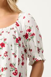 YOURS Plus Size White Floral Print Tie Neck Top | Yours Clothing 4