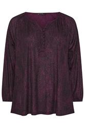 EVANS Curve Purple Animal Print Balloon Sleeve Blouse