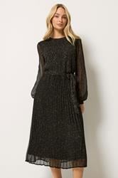 M&Co Women's Black Abstract Spot Pleated Midi Dress | M&Co 3