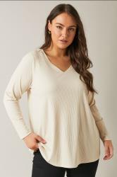EVANS Plus Size Cream Premium Ribbed Modal Blend Swing Top | Evans 3