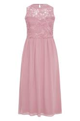 YOURS LONDON Curve Pink Lace Front Chiffon Maxi Dress