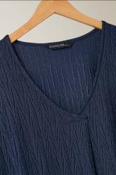 EVANS Plus Size Navy Blue Plisse Pleat Front Top | Evans 8