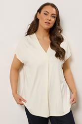 EVANS Curve Cream Premium Jersey Pleat Swing Top | Evans 3