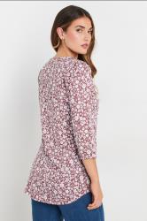 LTS Tall Blush Pink Ditsy Floral Cotton Henley Top | Long Tall Sally 2