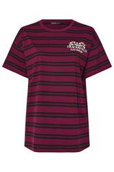 YOURS Curve Red Stripe Daisy Print T-Shirt