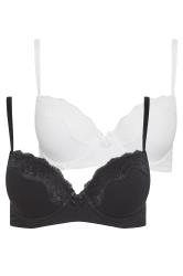 Tall Women's LTS 2 PACK Black & White Cotton T-Shirt Bras | Long Tall Sally 3