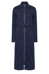 LTS Tall Dark Blue Zip Through Denim Midi Dress