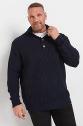 BadRhino Big & Tall Navy Blue Shawl Jumper | BadRhino 1