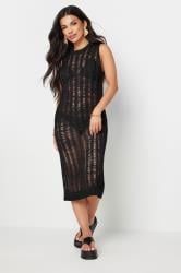 PixieGirl Petite Women's Black Tape Yarn Midi Dress | PixieGirl 2
