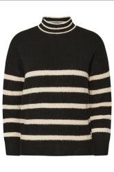 PixieGirl Petite Women's Black Stripe High Neck Knitted Jumper | PixieGirl 5