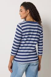 M&Co Navy Blue Stripe Cotton Top | M&Co  2