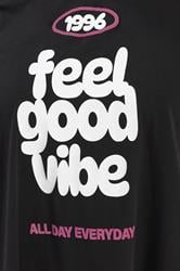 YOURS ACTIVE Plus Size Black 'Feel Good Vibe' T-Shirt | Yours Clothing 5