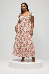YOURS LONDON Plus Size White Floral Tiered Smock Dress | Yours Clothing 3