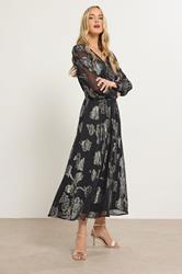 LTS Tall Black & Gold Floral Jacquard Maxi Dress | Long Tall Sally  3
