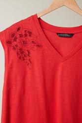 EVANS Plus Size Red Broderie Anglaise Vest Top | Evans 7