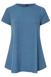 YOURS Curve Blue Ribbed Soft Touch T-Shirt