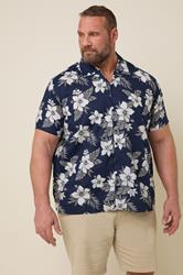 BadRhino Big & Tall Rust Orange & Navy Blue Leaf Print Shirt | BadRhino 1