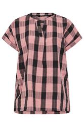 YOURS Curve Pink & Black Check Overhead Half Placket Shirt