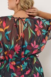 YOURS Plus Size Black Floral Chiffon Kimono | Yours Clothing 5