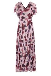LTS Tall Pink Floral Mesh Wrap Maxi Dress