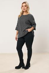 YOURS Plus Size Grey Check Soft Touch Button Top | Yours Clothing 1