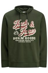 Jack & Jones Big & Tall Duffel Green Superior Hoodie | BadRhino 2