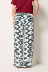 LTS Tall Navy Blue Wavy Print Wide Leg Trousers | Long Tall Sally 4