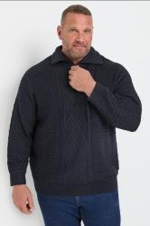 JACK & JONES Big & Tall Navy Blue High Neck Quarter Zip Jumper | BadRhino 3
