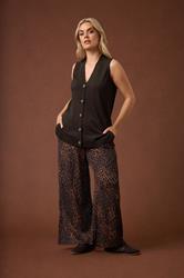 YOURS Plus Size Brown Leopard Print Crinkle Wide Leg Trousers | Yours Clothing 1