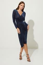 STAR Navy Blue Velvet Leopard Wrap Dress | StarByJM 2