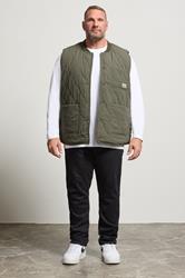 JACK & JONES Big & Tall Olive Green Liner Vest | BadRhino 1