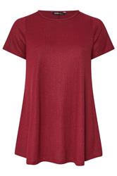 YOURS Curve Red Ribbed Soft Touch T-Shirt