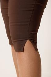 YOURS Plus Size Chocolate Brown Bengaline Capri Shorts | Yours Clothing 4