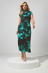 YOURS LONDON Plus Size Teal Blue Abstract Drape Dress | Yours Clothing 1