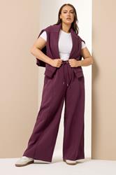YOURS Plus Size Burgundy Red Wide Leg Joggers | Yours Clothing 1