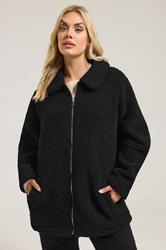 YOURS Plus Size Black Heavyweight Teddy Fleece | Yours Clothing  3