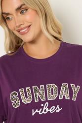 YOURSET 2 PACK Plus Size Burgundy Red 'Sunday Vibes' Sleep Tee Nightdresses | Yours Clothing 7