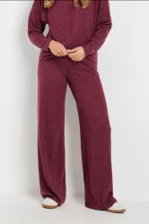 LTS Tall Burgundy Red Drawstring Wide Leg Trousers | Long Tall Sally 1