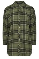 YOURS Curve Khaki Green Oversized Check Shirt