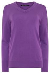 M&Co Purple Long Sleeve V-Neck Jumper