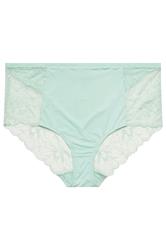 YOURS Curve Mint Green Microfibre Lace Full Briefs