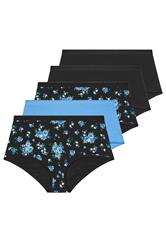 YOURSET 5 PACK Curve Black Floral Full Briefs