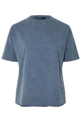 YOURS Curve Blue Acid Wash Oversized Sweat T-Shirt