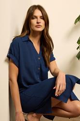 M&Co Navy Blue Relaxed Linen Shirt Dress | M&Co 4
