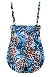 YOURS Plus Size Blue & Orange Animal Plunge Swimsuit | Yours Clothing 8