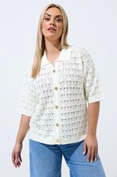 LIMITED COLLECTION Plus Size White Crochet Shirt | Yours Clothing 3